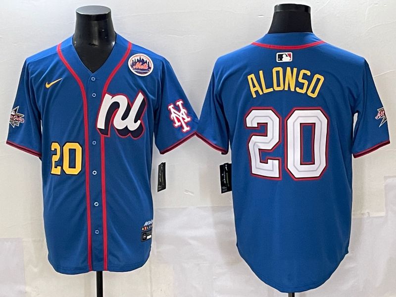 Men 2025 New York Mets #20 Alonso Blue All star Nike MLB Jersey style 7